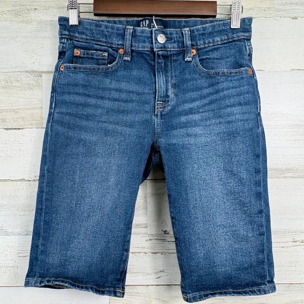 GAP Bermuda Shorts Womens 0 Blue Dark Wash Stretch Denim 11 Inch Inseam Indie